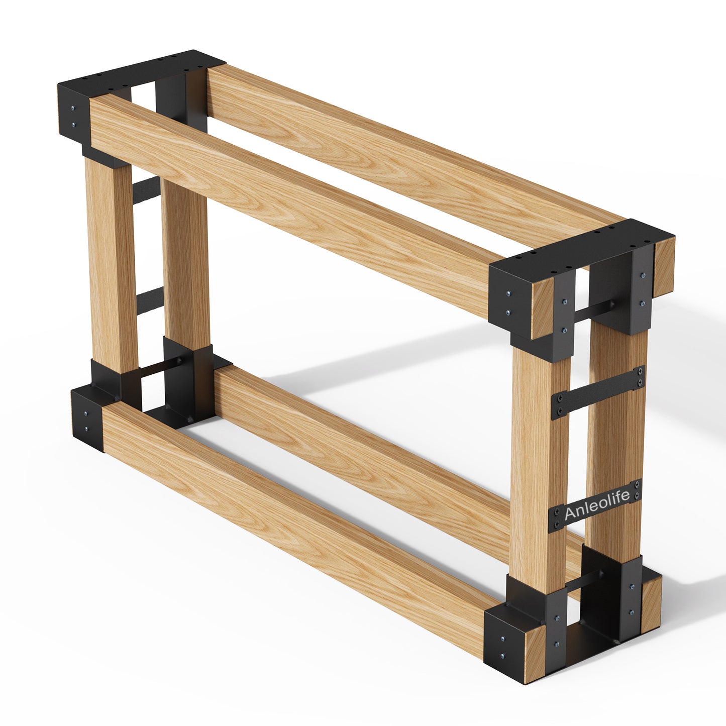 4-Bracket Kit,Anleolife Outdoor Firewood Log Rack Bracket Kit, Fireplace Wood Storage Holder - Adjustable to Any Length