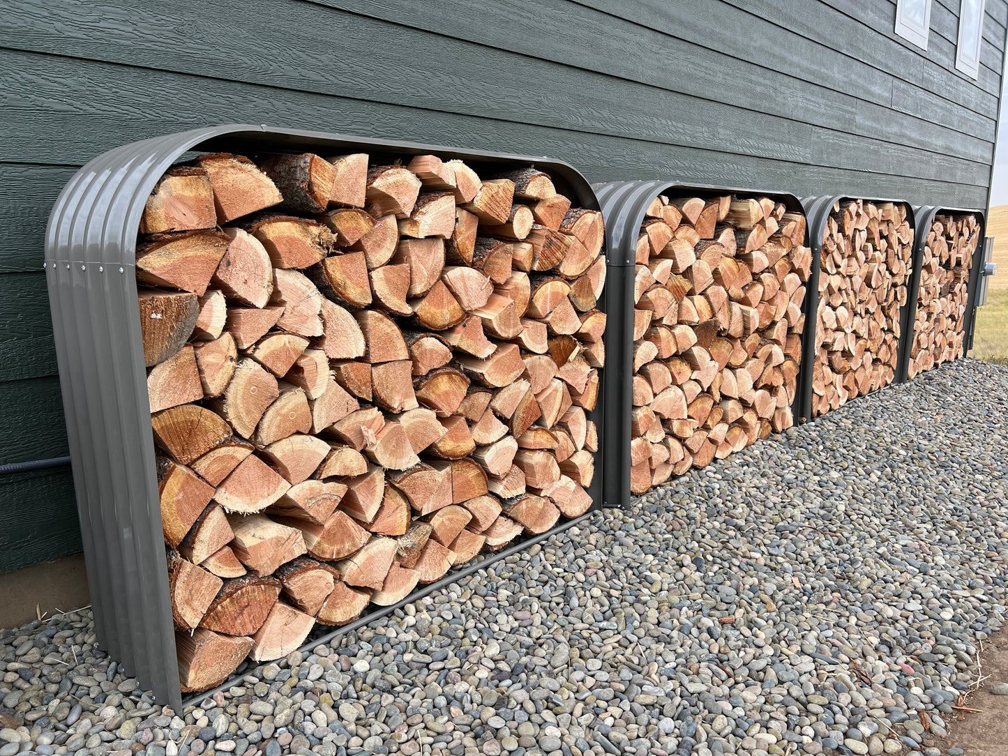 Set of 2:18"D x 54"W x 43"H,24cube feet,Heavy Duty Log Organizer, Galvanized Steel Firewood Rack