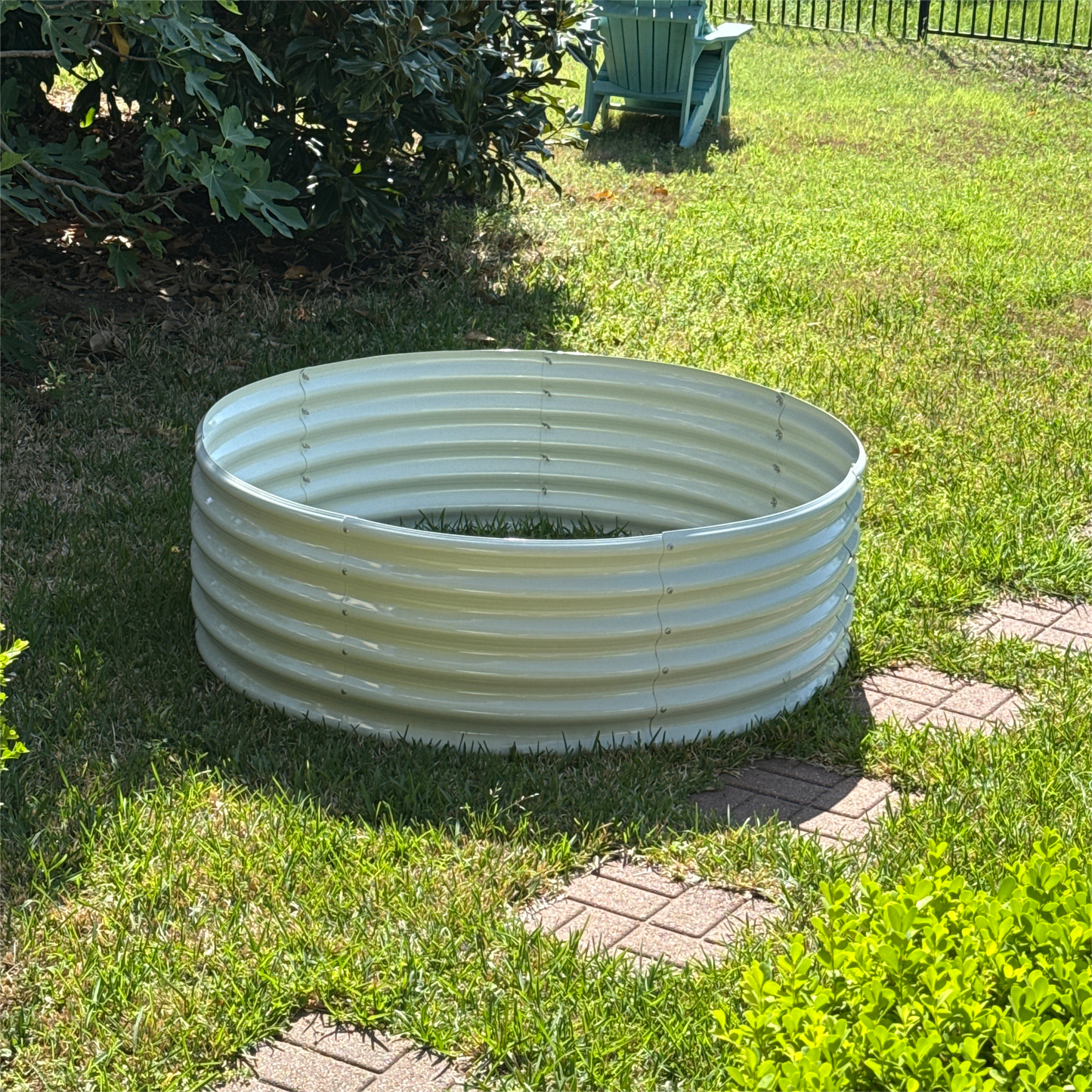 Set of 5: 12x3x1.5ft Oval and 4x1.5ft Round Modular Metal Raised Garden Beds
