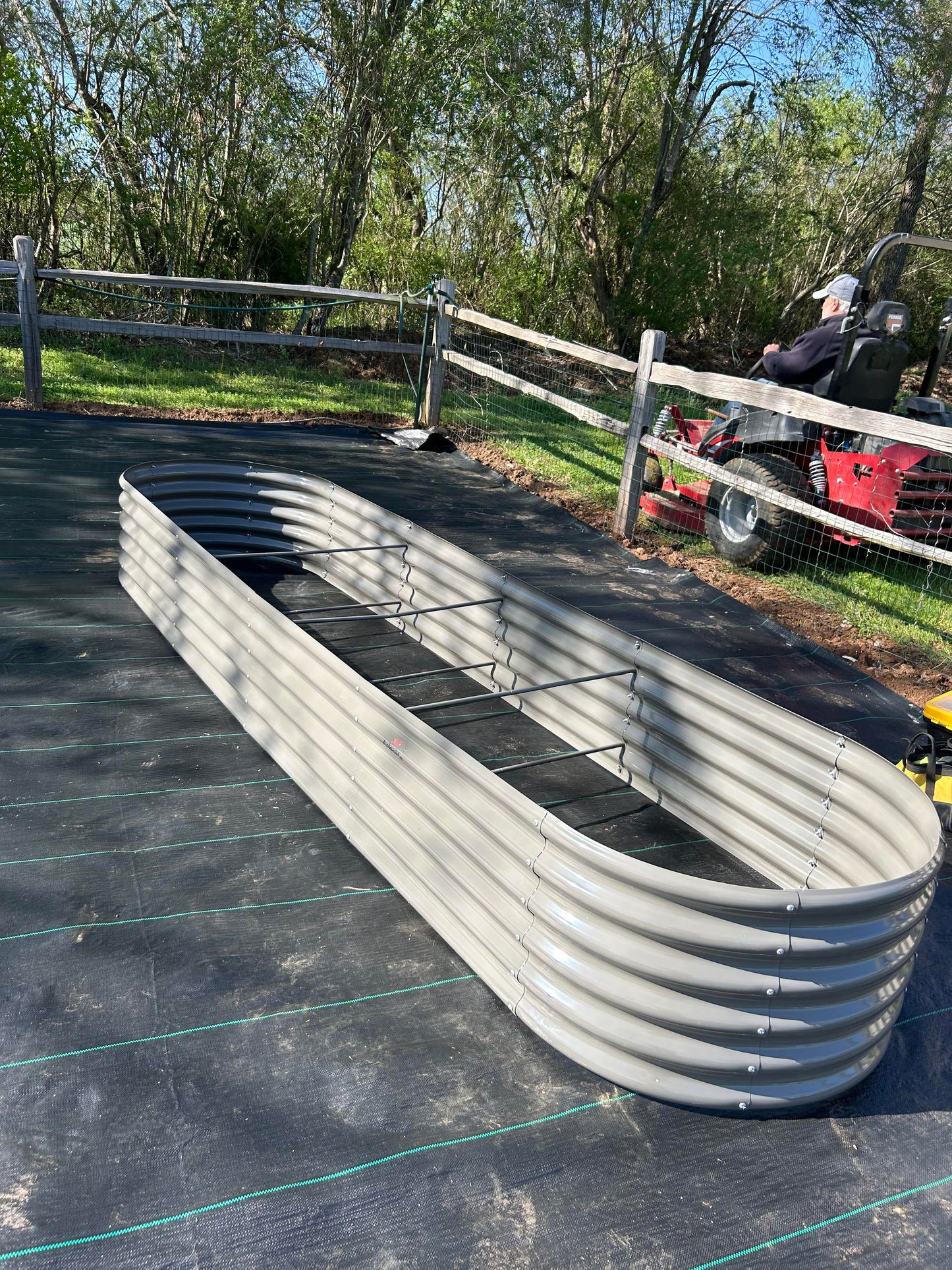 Set of 5: 12x3x1.5ft Oval and 4x1.5ft Round Modular Metal Raised Garden Beds