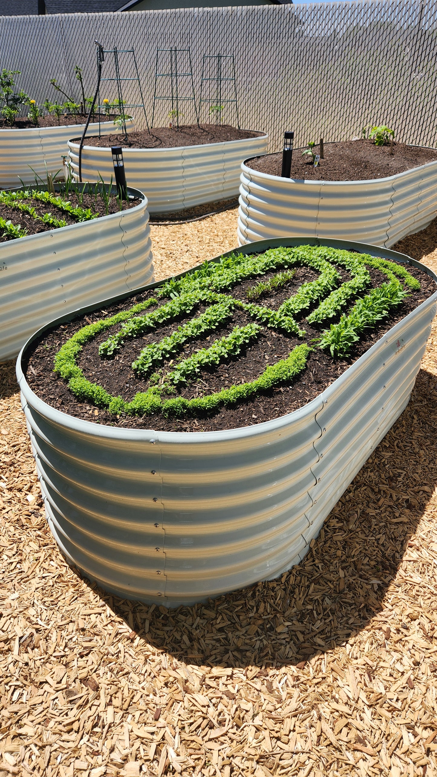 6x3x2ft Oval Metal Raised Modular Garden Bed Set (White)