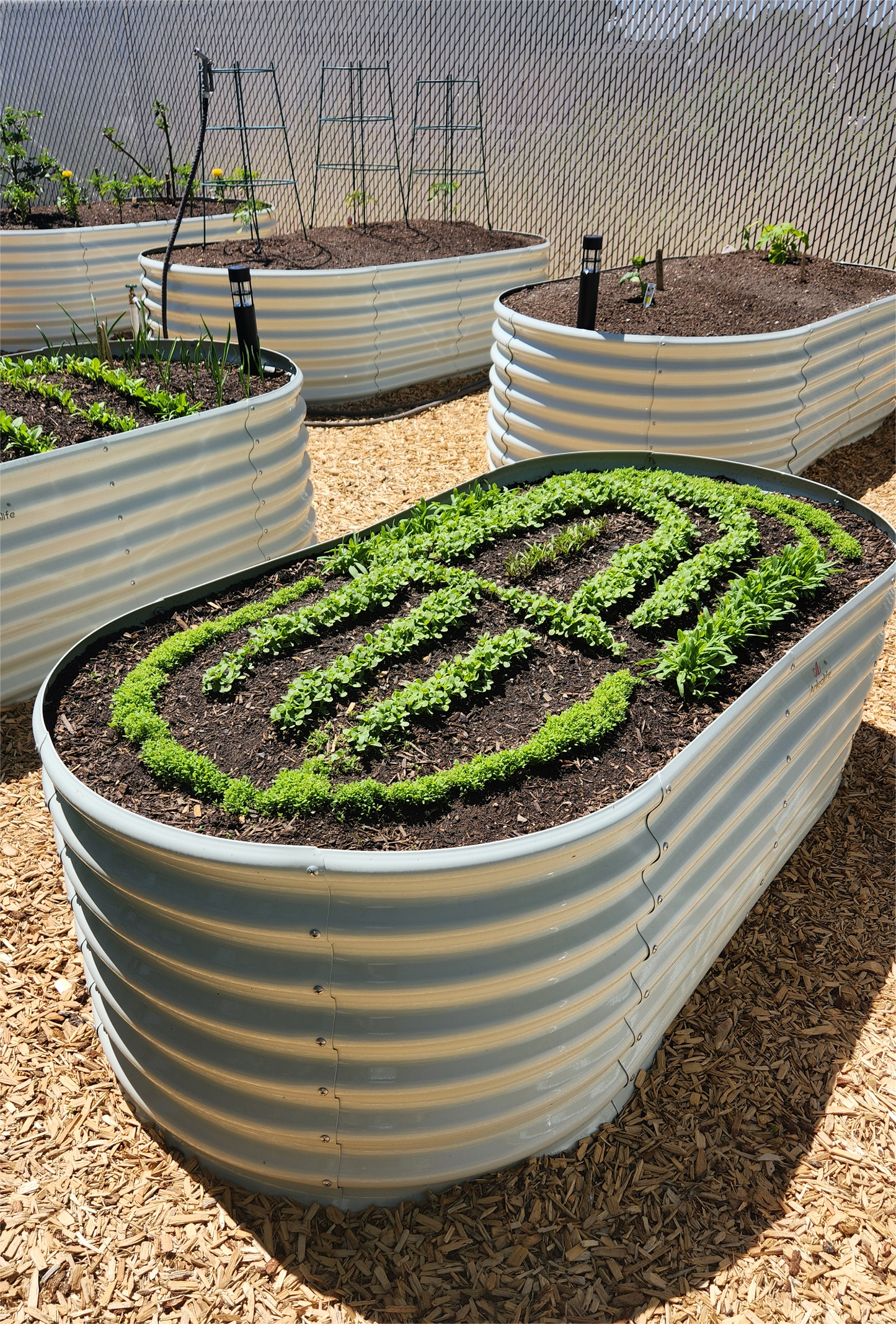 Set of 6: 6x3x2ft Oval Metal Raised Garden Beds (White)