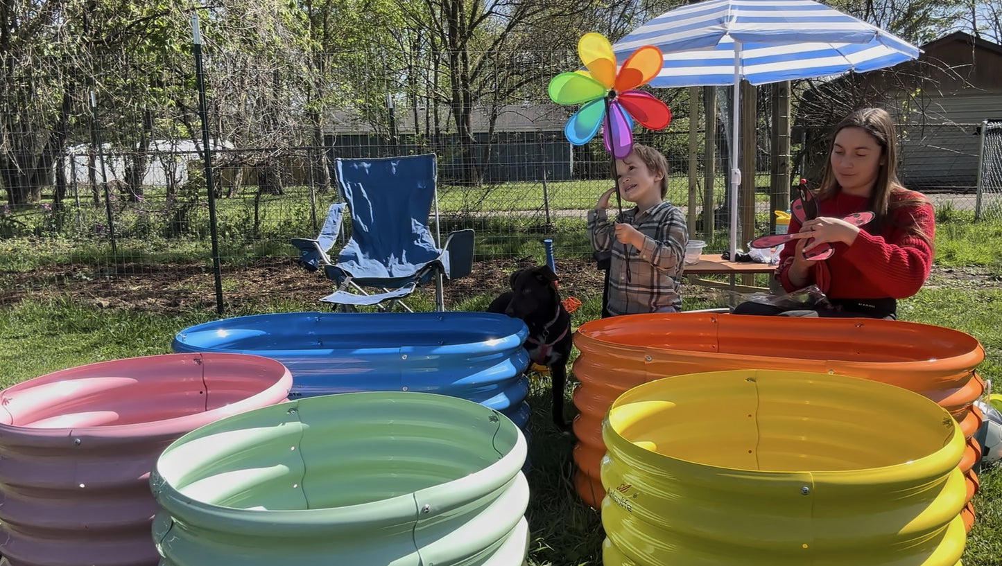 Garden Play – 24''x18'' Round Raised Garden Beds for Kids (4 packs)