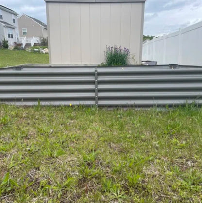 Set of 2: 8x4x1.5ft Rectangular Modular Metal Raised Garden Beds (Grey)