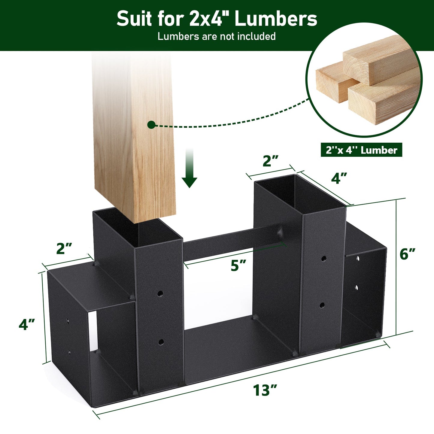 Set of 2: 4-Bracket Kit,Firewood Log Rack Bracket Kit, Adjustable to Any Length