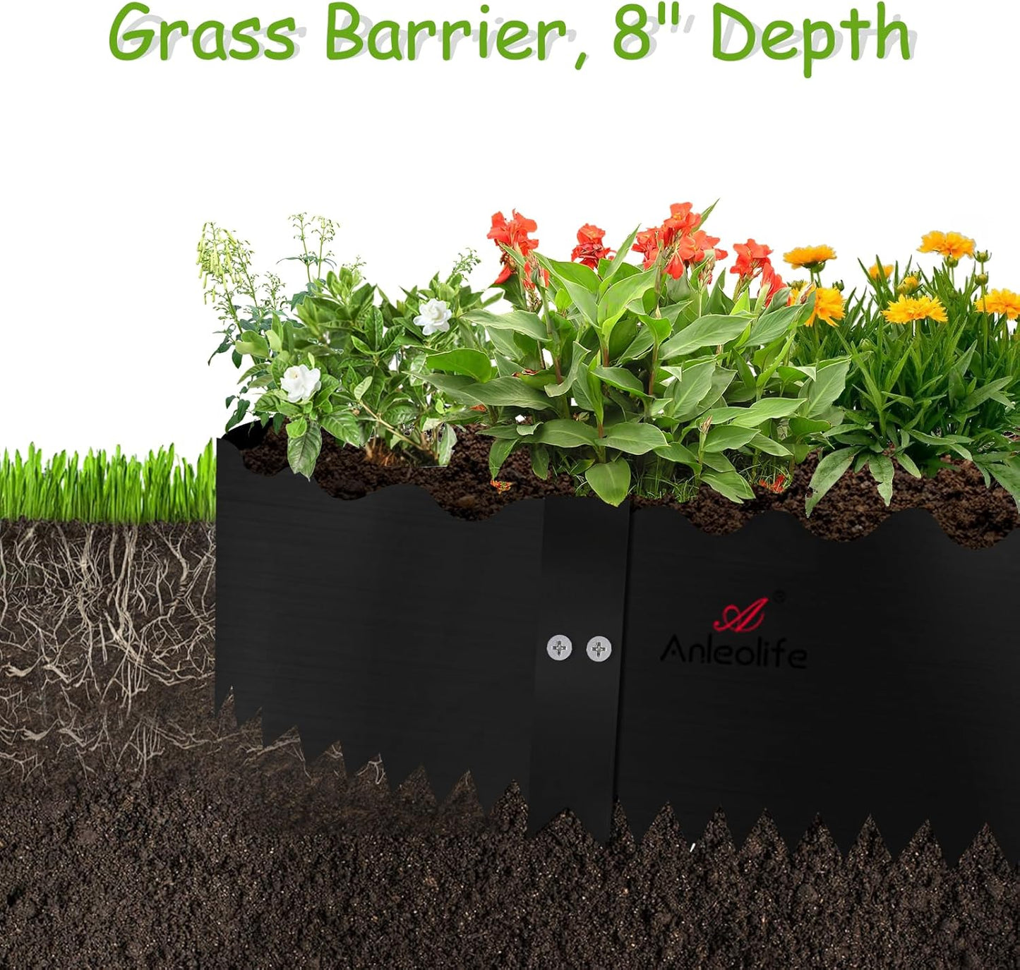 6''/ 8" x 40" Wavy Edge Galvanized Steel Garden Edging, 6-Pack (20FT Total) -Black