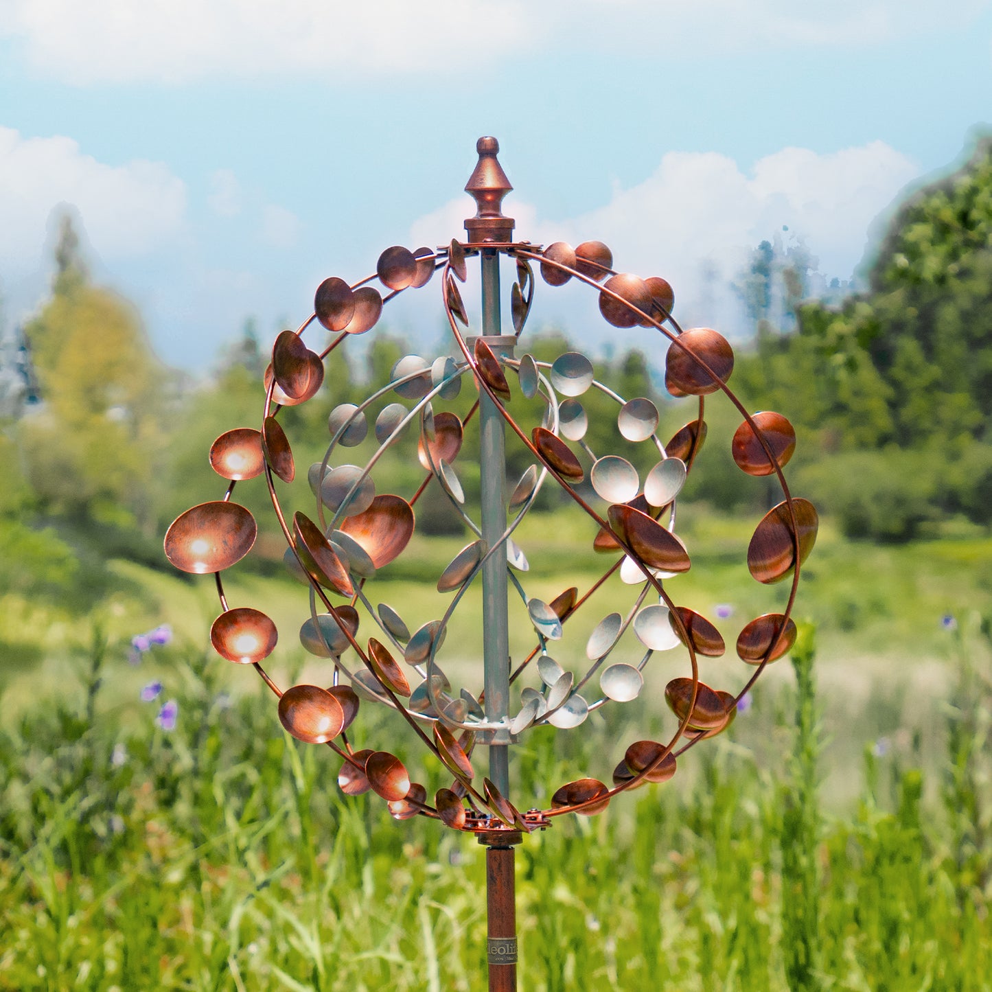75" / 56" Adjustable Height Metal Kinetic Wind Spinner – Large 360° Swivel Outdoor Garden Sculpture