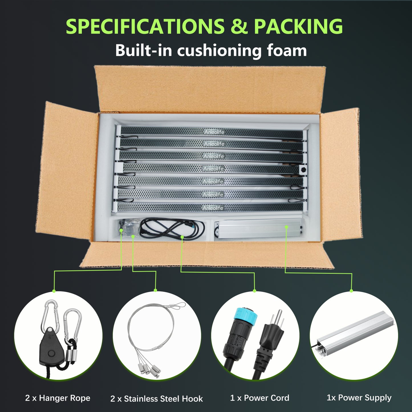 Stretchable LED Grow Light 1000W Grey