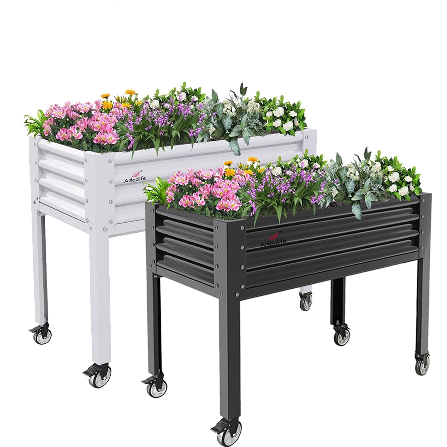 18" Tall Modular Raised Garden Bed Set, 22-Piece Grey Layout for Customizable Gardening