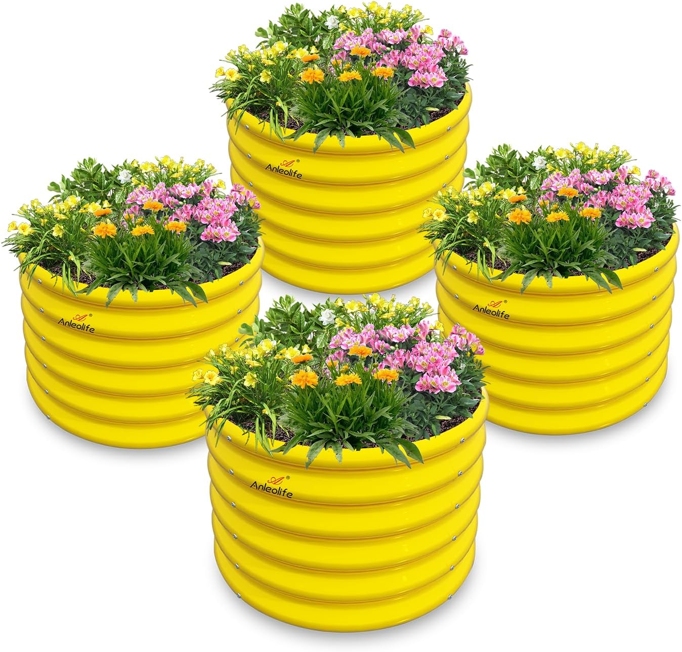 Garden Play – 24''x18'' Round Raised Garden Beds for Kids (4 packs)