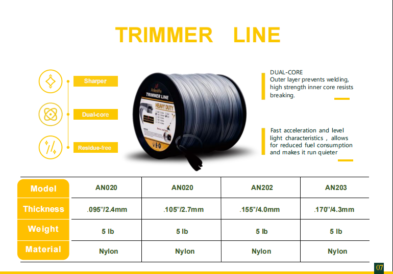 Heavy-duty Square String Trimmer Line .170''x367ft, 5lb