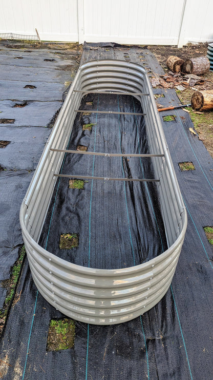 Set of 5: 12x3x1.5ft & 6x2x1.5ft  Oval Metal Raised Garden Bed (Grey)