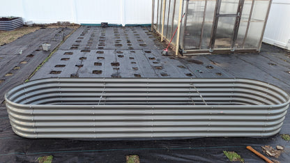 Set of 8: 12x3x1.5ft Oval Modular Metal Raised Garden Bed (Grey)