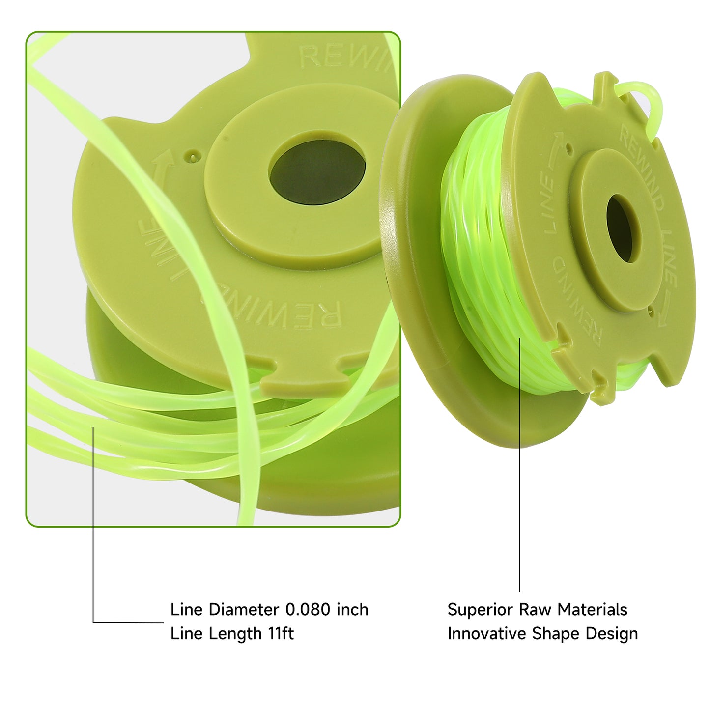 .080''x11ft Twisted Line Spool  #AC80RL3 Replacement for RYOBI Trimmers 18v 24v and 40v