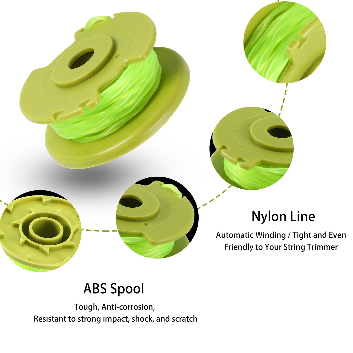 .080''x11ft Twisted Line Spool #AC80RL3 Replacement for RYOBI Trimmers 18v 24v and 40v