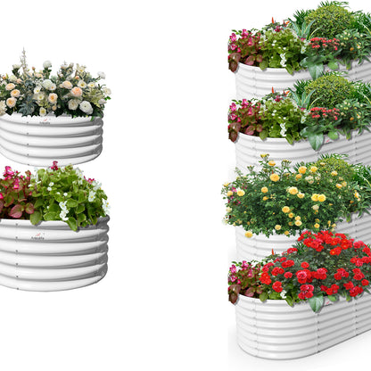 Set of 6: 2pcs(4x1.5ft) & 4 pcs (6x3x2ft) Metal Raised Garden Bed (White)