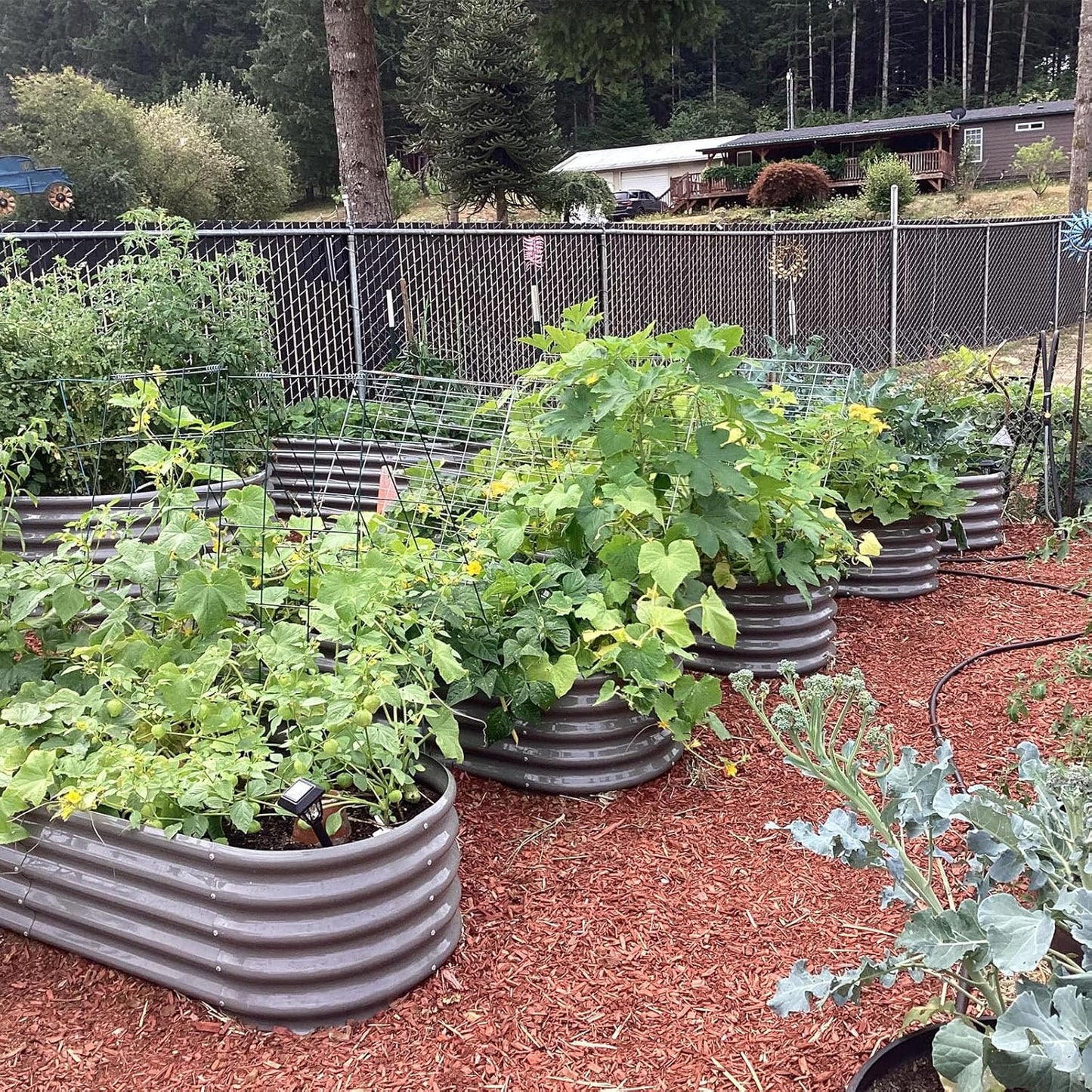 18" Tall Modular Raised Garden Bed Set, 33-Piece Grey Layout for Customizable Gardening
