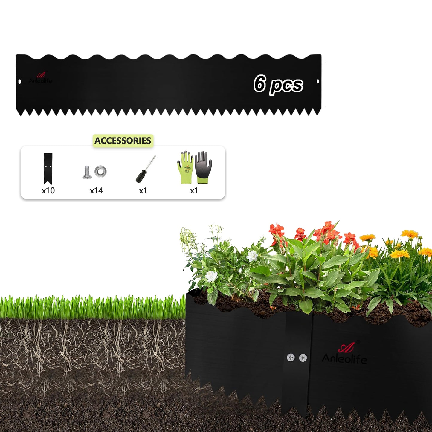 Wavy Edge Galvanized Steel Garden Edging, 6" or 8" Tall, 20 FT (6 x 40")