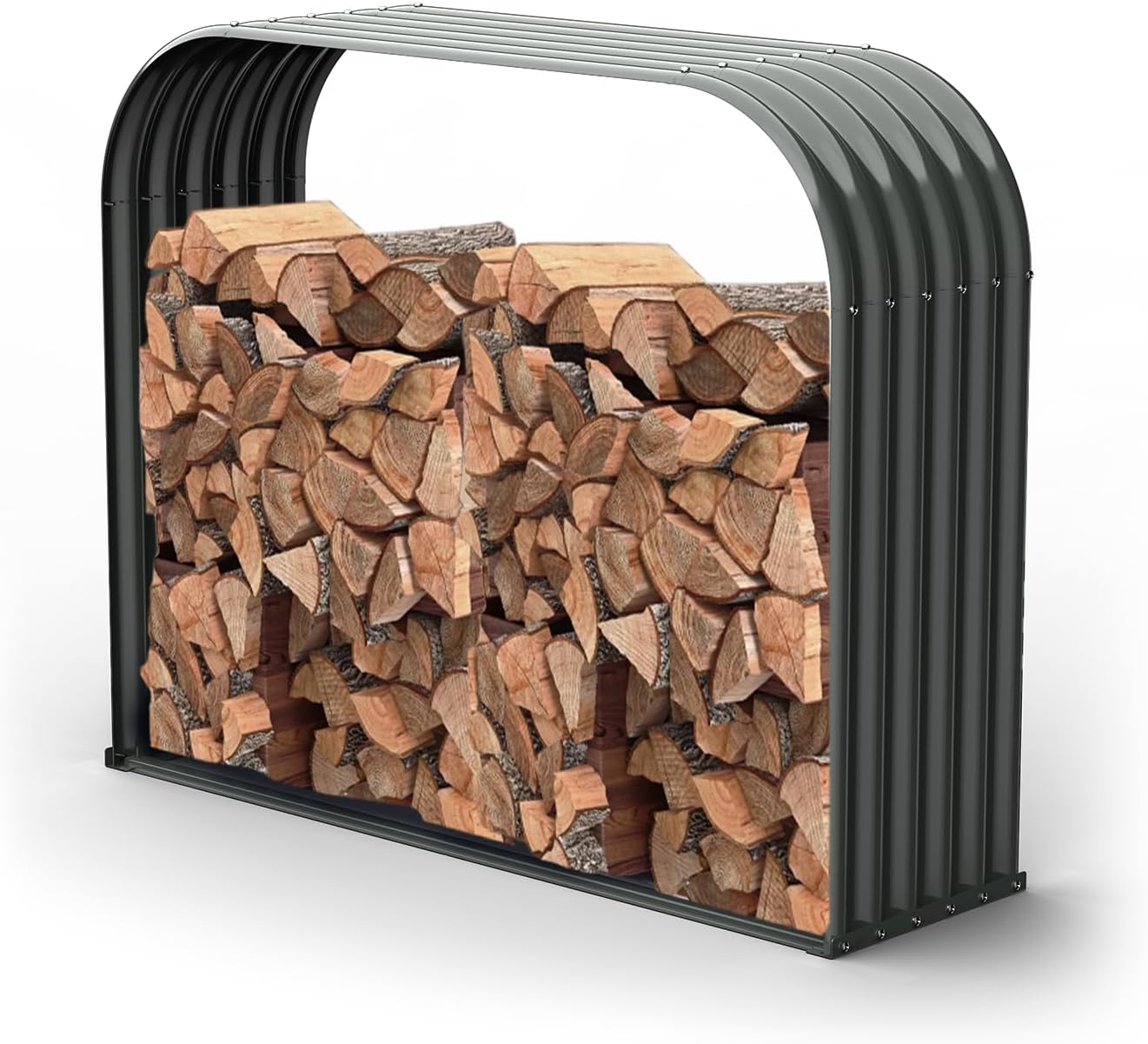 Set of 4:18"D x 54"W x 43"H,24cube feet,Heavy Duty Log Holder, Galvanized Steel Firewood Storage Shed