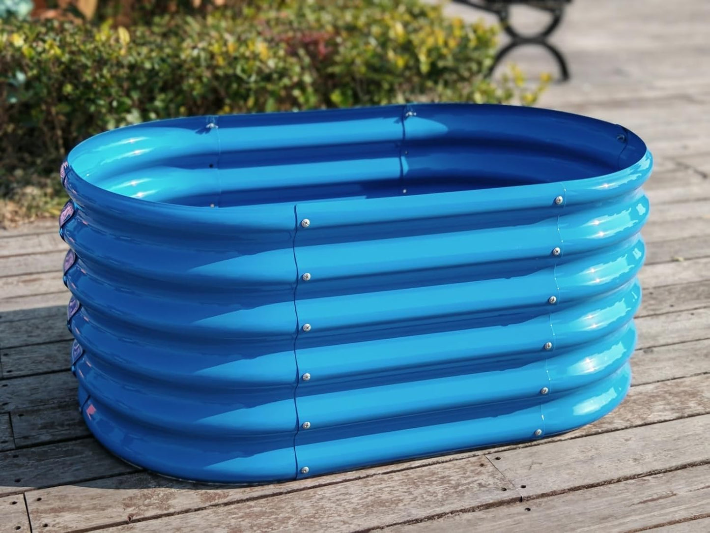 Garden Play – 40''x24''x18'' Oval Raised Garden Beds for Kids (3 packs, Blue)