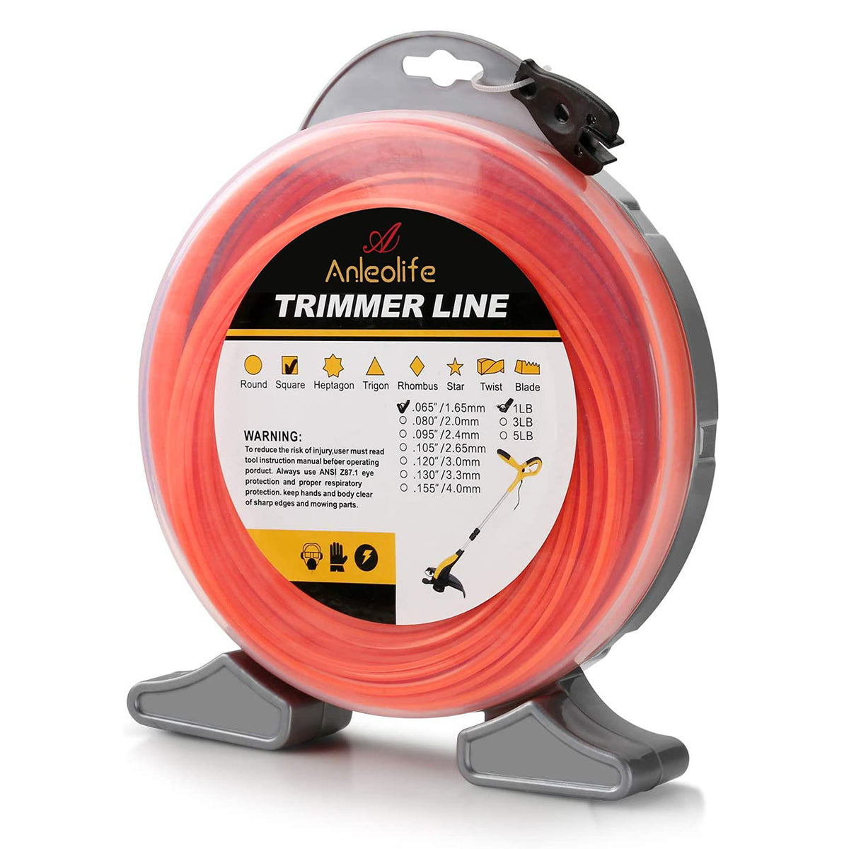 Anleolife Commercial Square Trimmer Line .065'' x 460ft, 1lb