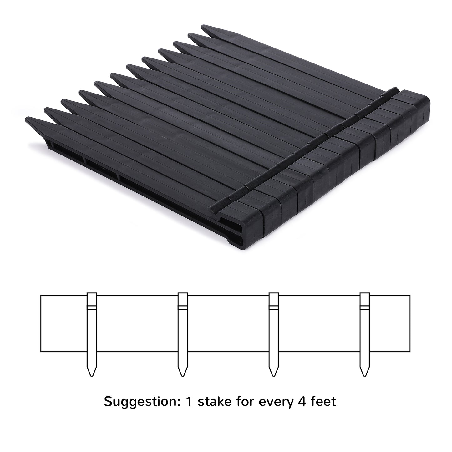 5''x 20ft  Anti-UV Black Plastic Garden Landscape Edging, 6pcs Stakes incl.