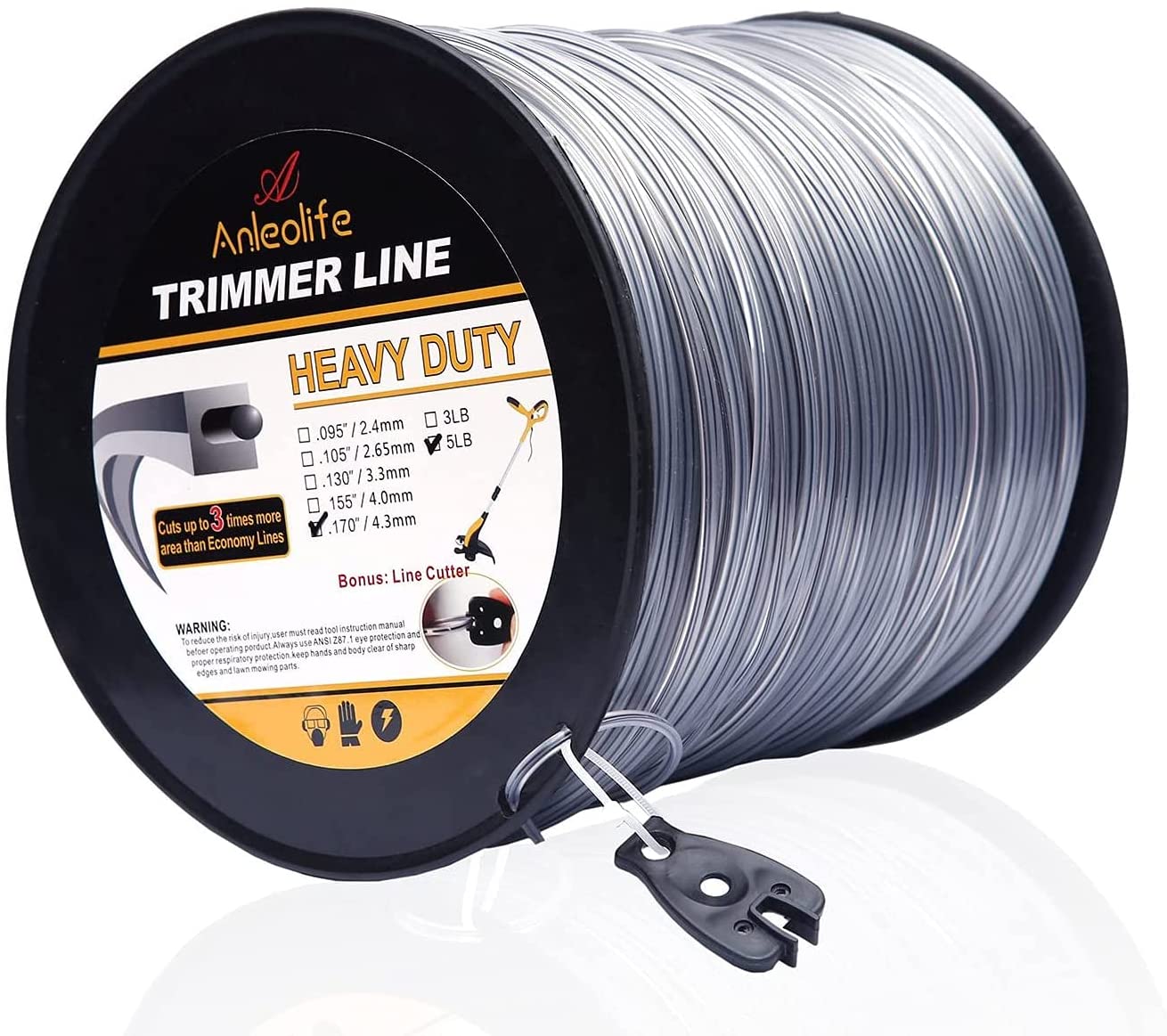 Heavy-duty Square String Trimmer Line .170''x367ft, 5lb