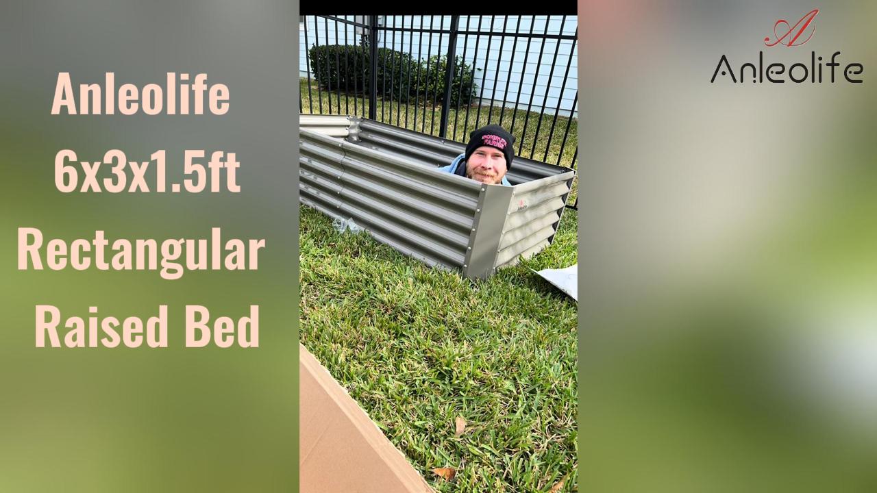 Anleolife 6x3x1.5ft Rectangular Grey Raised Garden Bed  Review 01