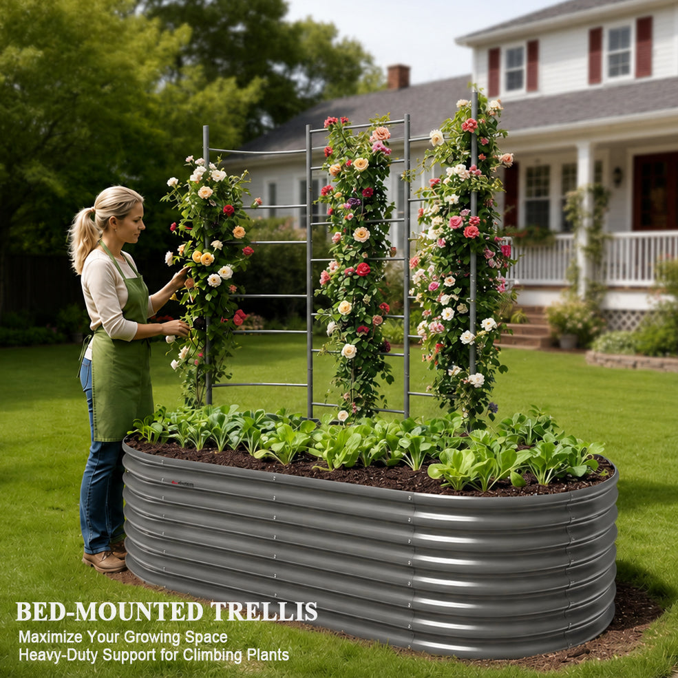 6FT Tall Garden Trellis, Heavy-duty Metal Plant Support for Raised Beds or Ground-level Planting