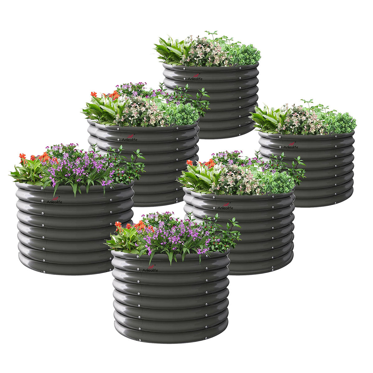 
Anleolife Round Modular Raised Garden Beds Set - Quartz Gray
