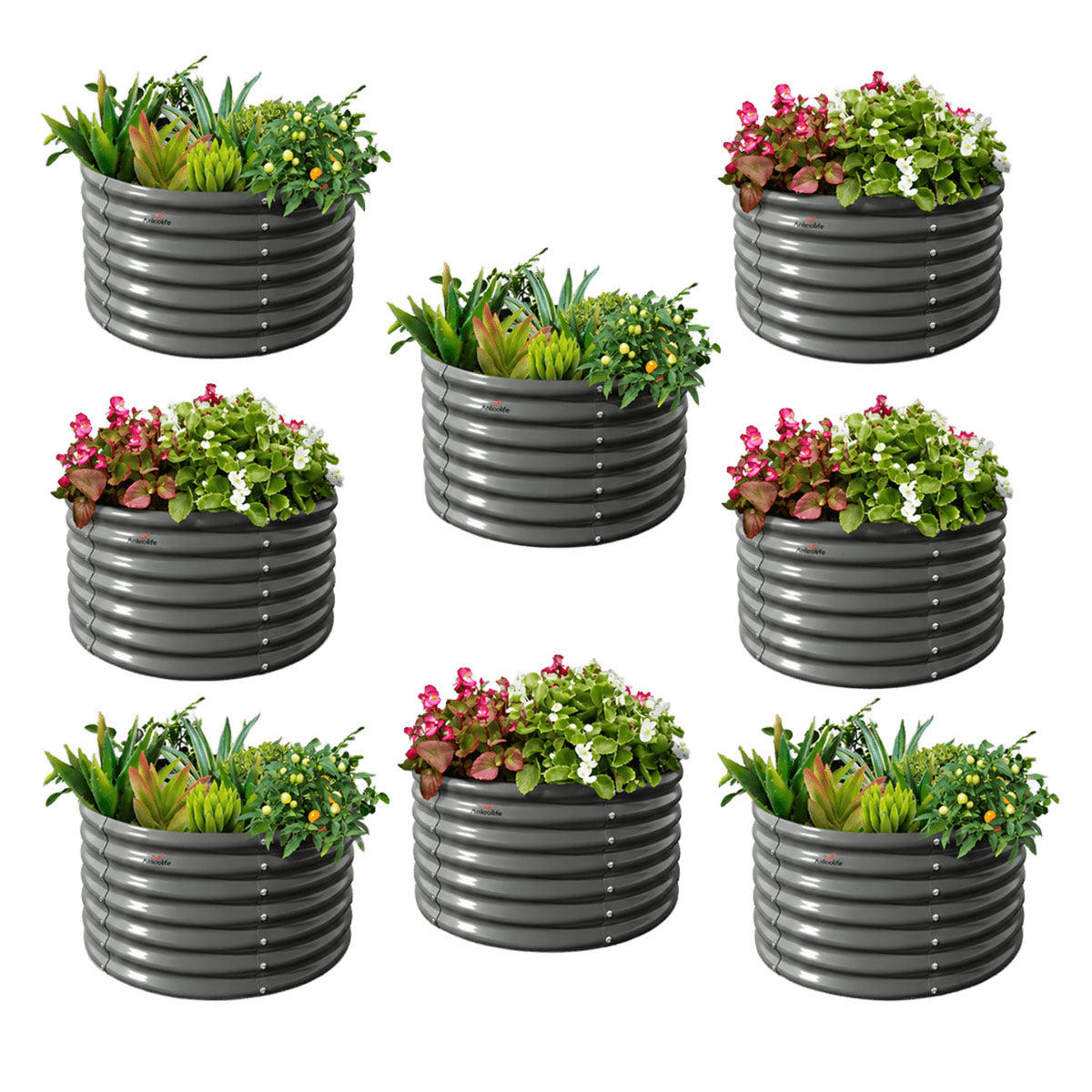 
Anleolife Round Modular Raised Garden Beds Set - Quartz Gray