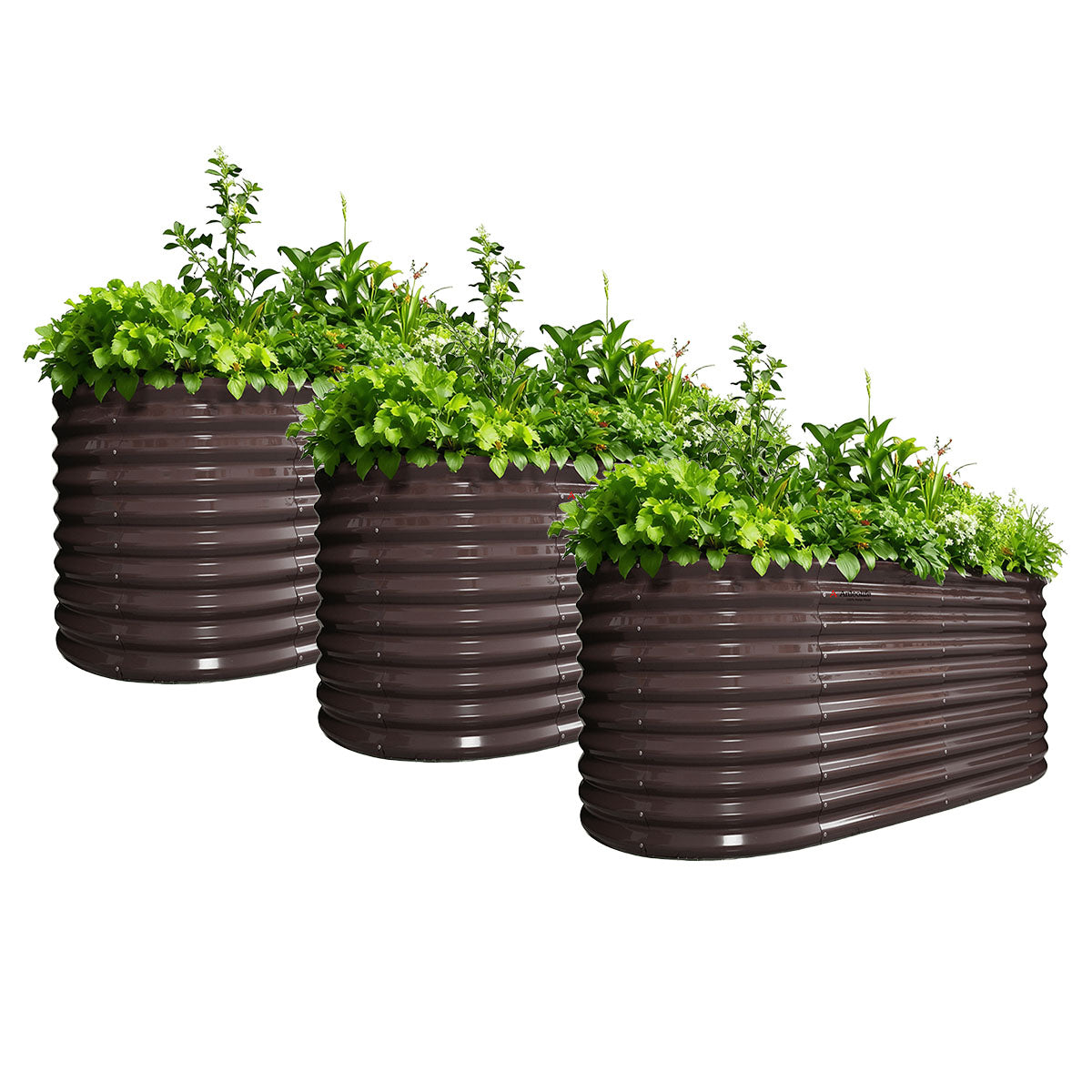 
30'' Tall _6x3x2.5ft  Oval Modular Sturdy Metal Raised Garden Bed Set (Chestnut Brown)