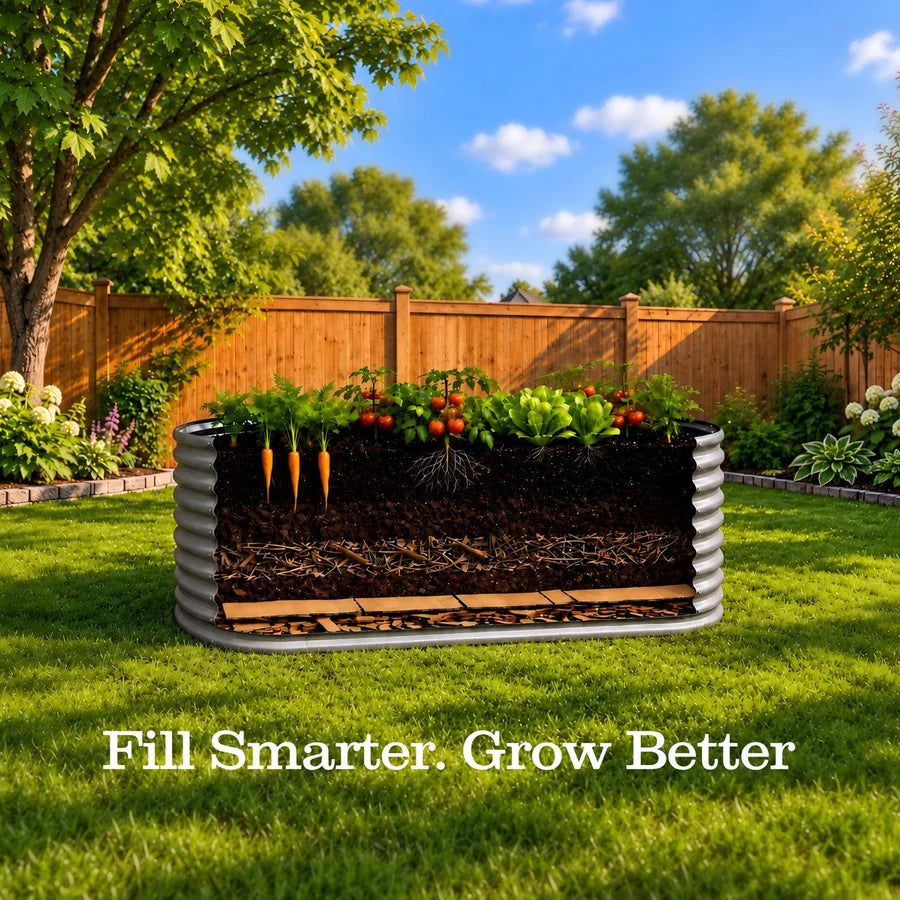 
Set of 8: 8x4x2ft Oval Modular Metal Raised Garden Beds (Quartz Gray/Antique White)