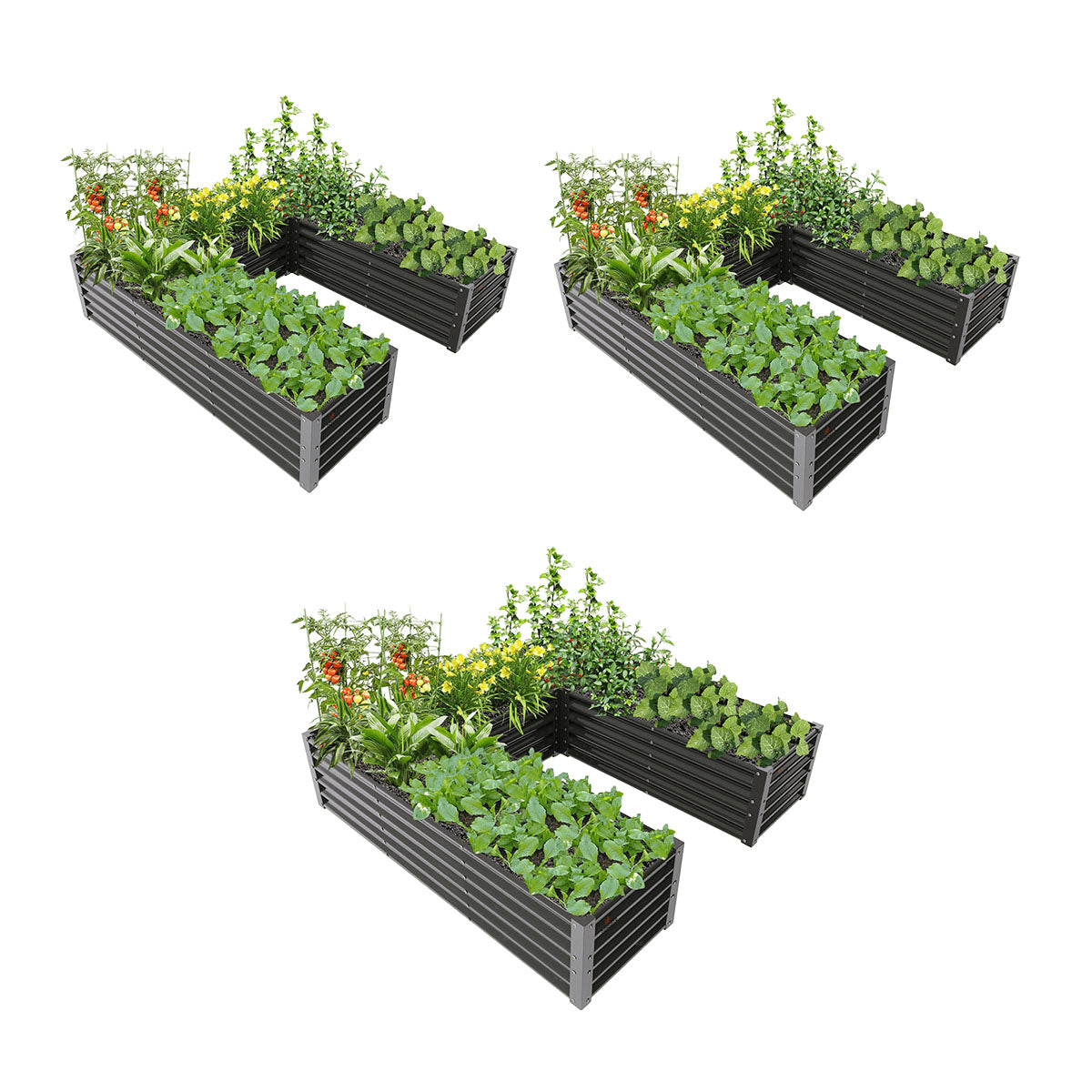 74''x74''x18'' U-shaped Galvanized Steel Raised Garden Bed - Quartz Gray