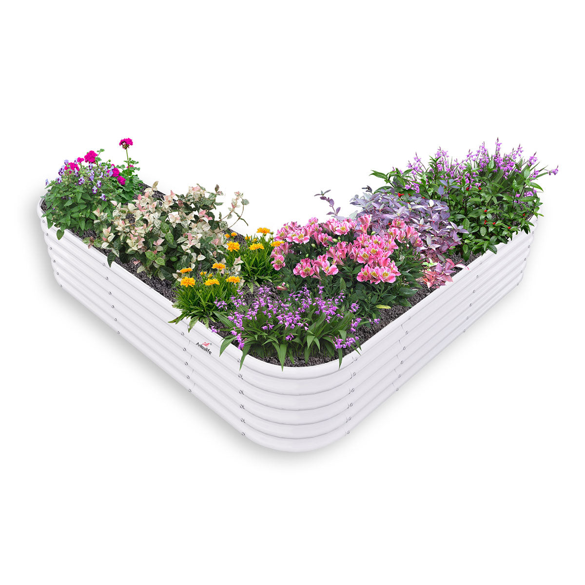 81''x81''x18'' Heart-shaped Galvanized Steel Raised Garden Bed - Classic White