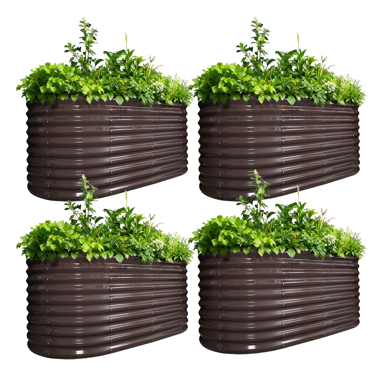 
30'' Tall _6x3x2.5ft  Oval Modular Sturdy Metal Raised Garden Bed Set (Chestnut Brown)