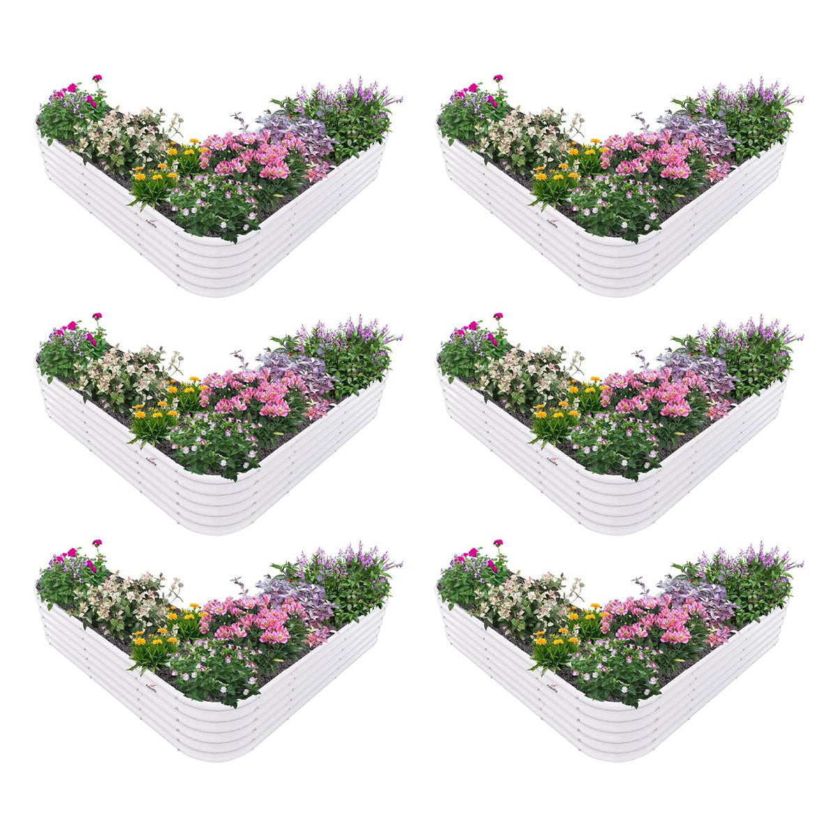 81''x81''x18'' Heart-shaped Galvanized Steel Raised Garden Bed - Classic White