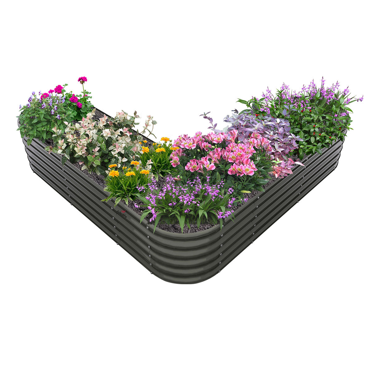 81''x81''x18'' Heart-shaped Galvanized Steel Raised Garden Bed - Quartz Gray