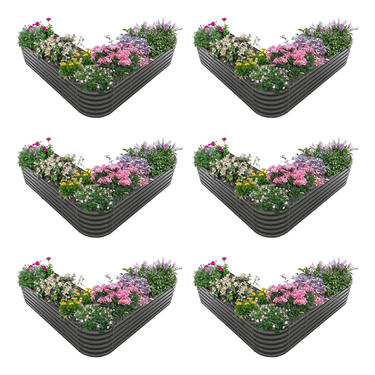 
81''x81''x18'' Heart-shaped Galvanized Steel Raised Garden Bed - Quartz Gray