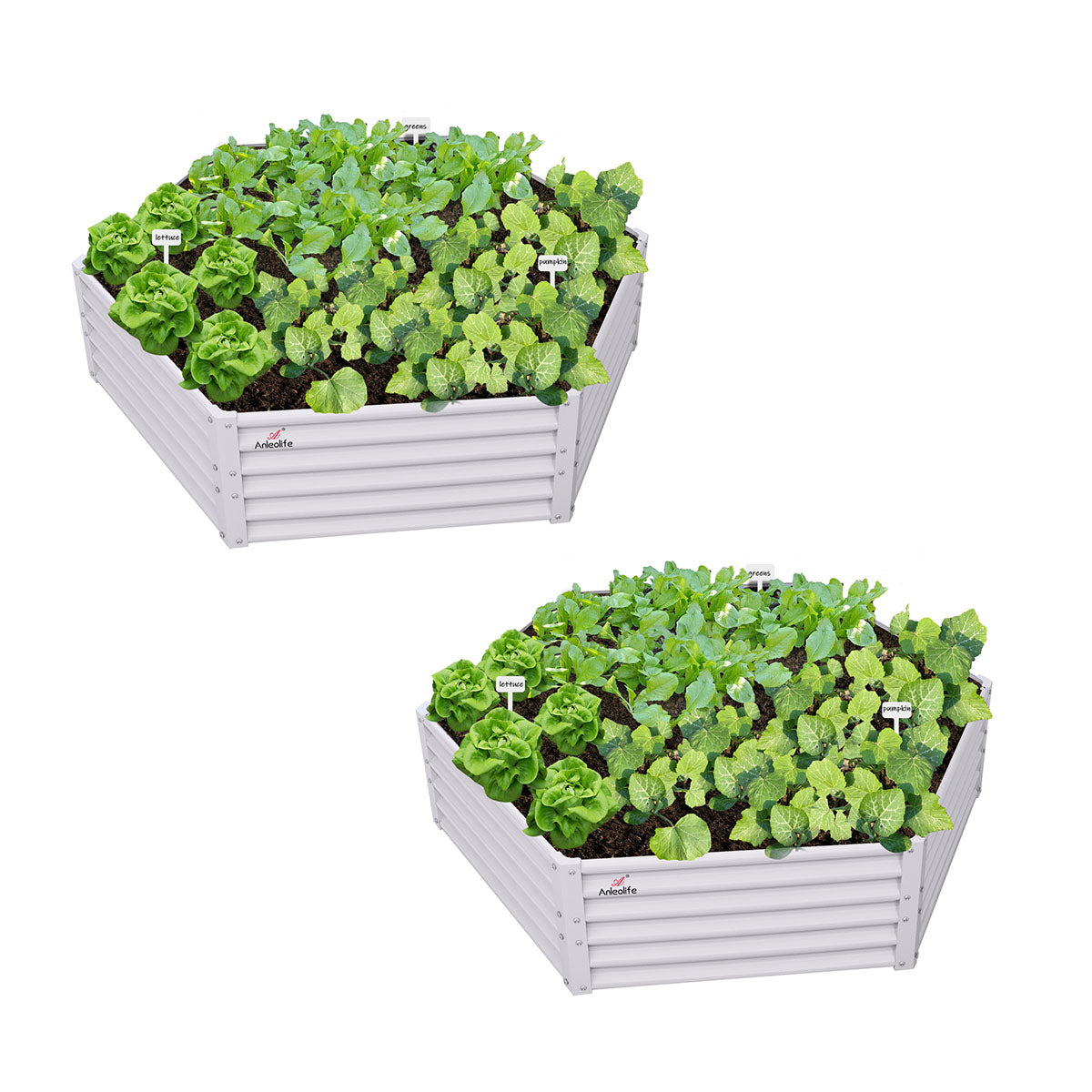 
70''x60''x18'' Hexagon Galvanized Steel Raised Garden Bed - Antique White