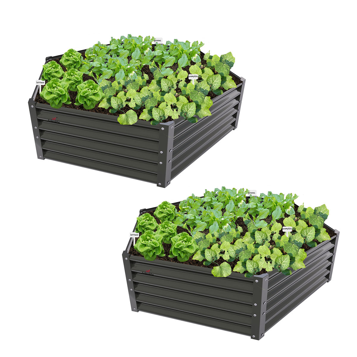 70''x60''x18'' Hexagon Galvanized Steel Raised Garden Bed - Quartz Gray