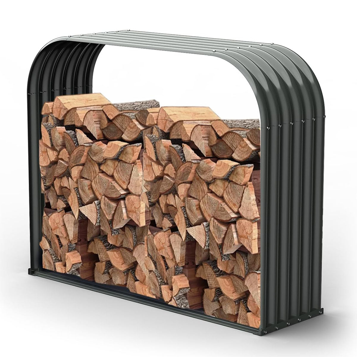 
Set of 4, 24 Cubic Ft Each Firewood Storage Shed, Heavy Duty Galvanized Steel Log Holder, 54"W x 18"D x 43"H