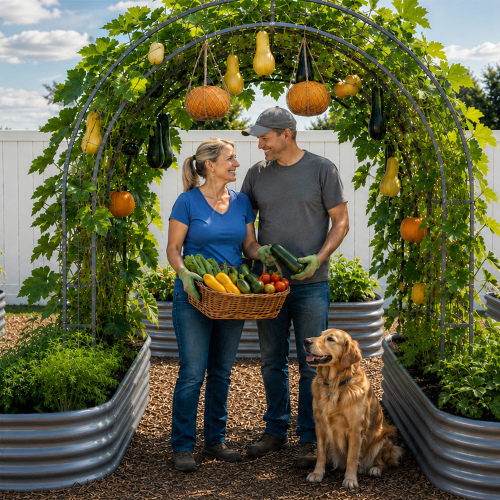 Garden Arch Trellis for Raised Beds – Heavy Duty Metal Tunnel Trellis