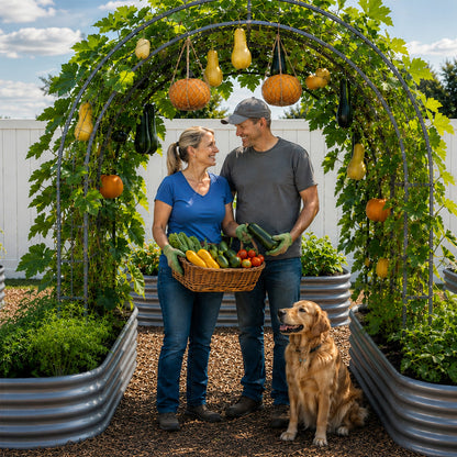 Garden Arch Trellis for Raised Beds – Heavy Duty Metal Tunnel Trellis