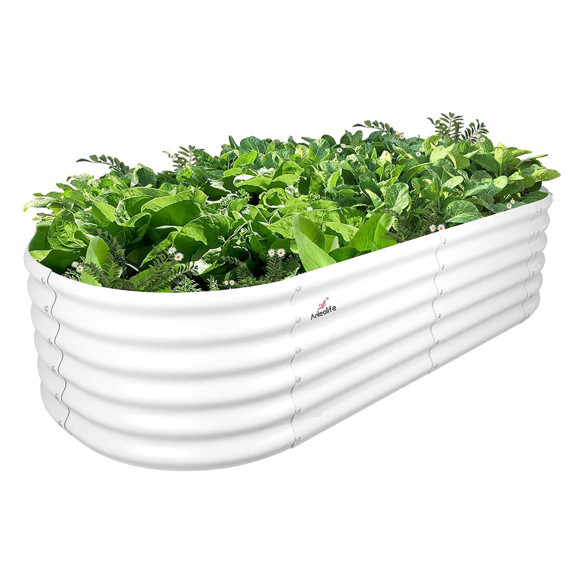 Set of 6: 2pcs(4x1.5ft) & 4 pcs (6x2x1.5ft) Metal Raised Garden Bed (Quartz Gray/Classic White)