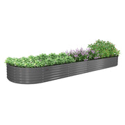 12x3x1.5ft Oval Modular Metal Raised Garden Bed Set (Classic White/Quartz Gray)
