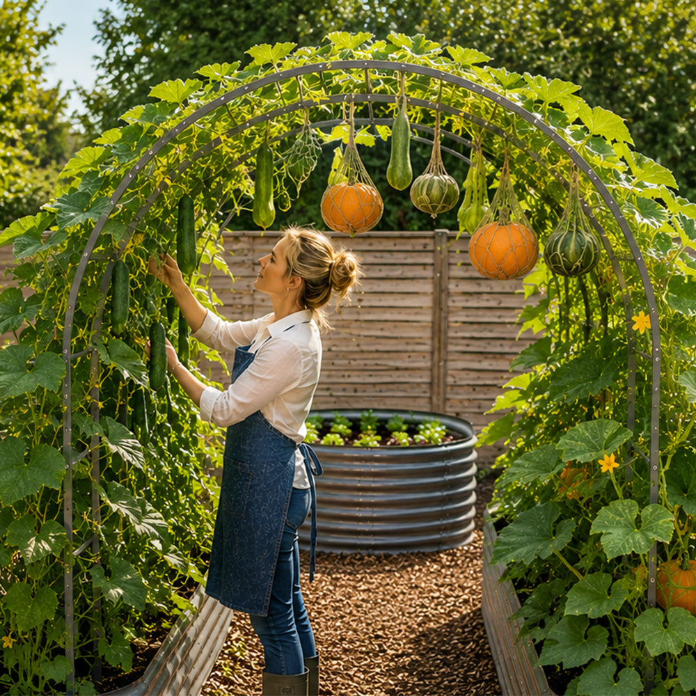 Garden Arch Trellis for Raised Beds – Heavy Duty Metal Tunnel Trellis