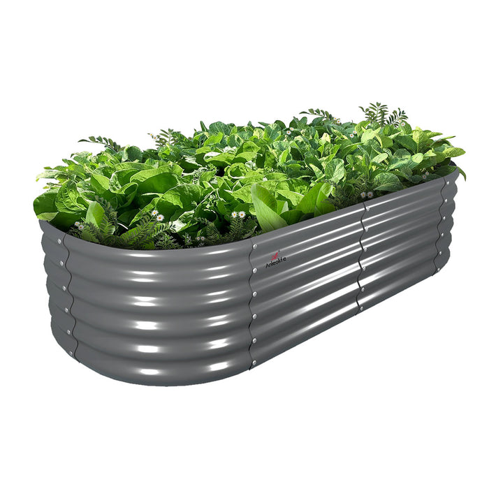 6x2x1.5ft Oval Metal Raised Modular Garden Bed (Quartz Gray/Antique White)