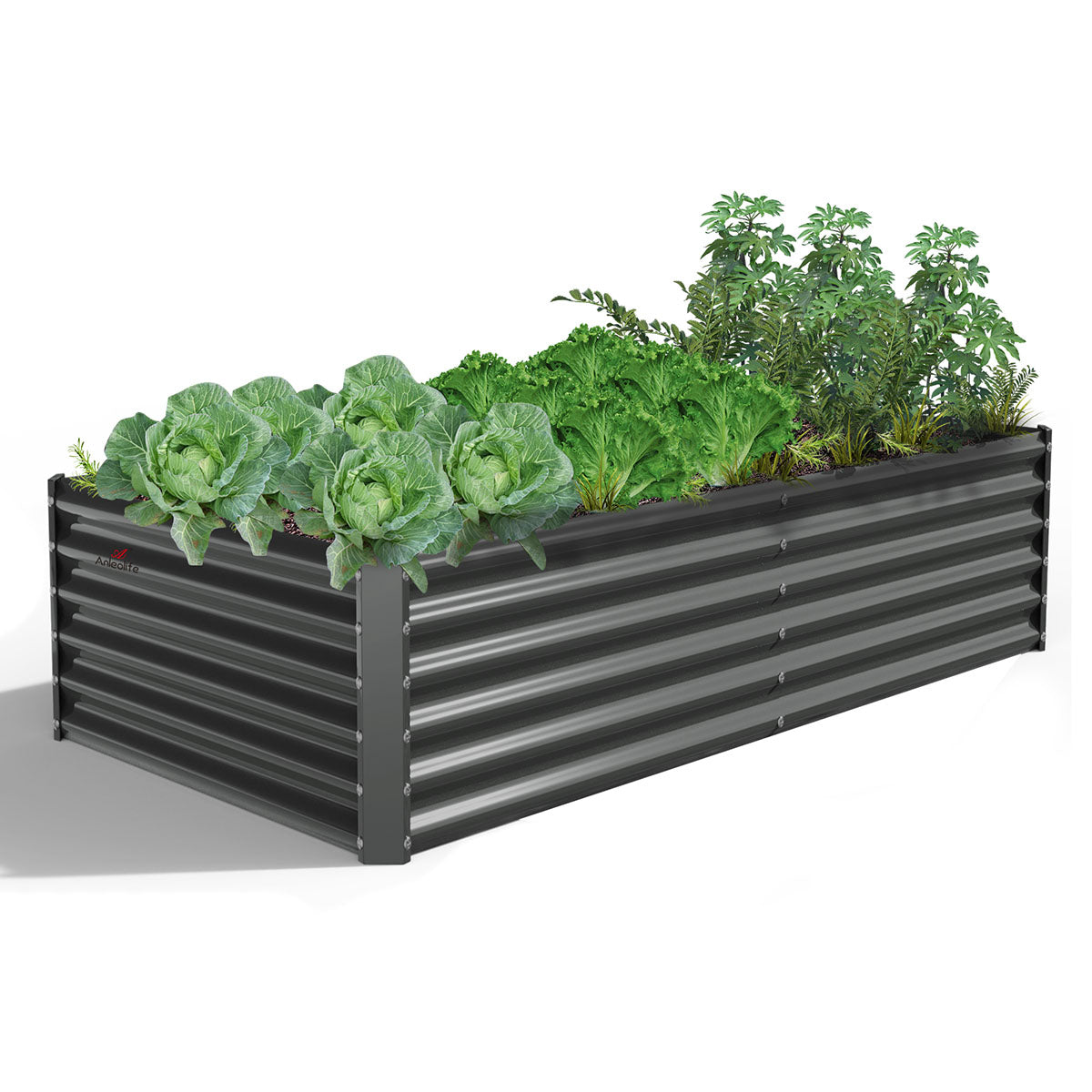 6x3x1.5ft Rectangular Modular Metal Raised Garden Bed (Quartz Gray)