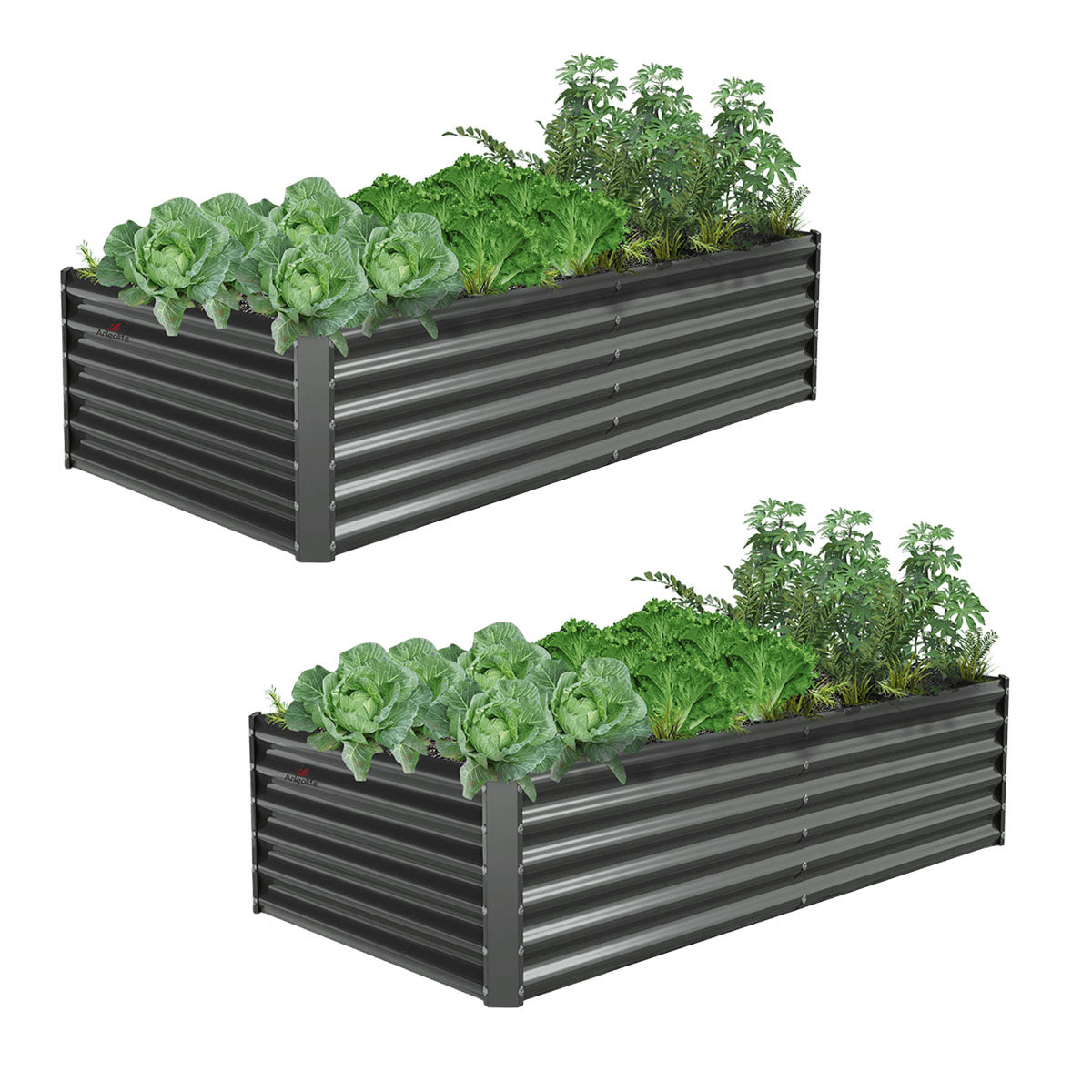 
6x3x1.5ft Rectangular Modular Metal Raised Garden Bed (Quartz Gray)